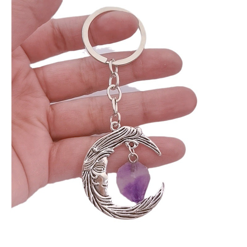 Wholesale fashion new Gothic moon key purple irregular Spar accessories key chain